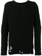Faith Connexion Ripped Trim Jumper, Men's, Size: Large, Black, Cotton/polyamide