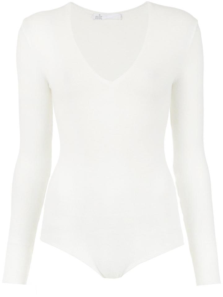Nk V-neck Bodysuit - White