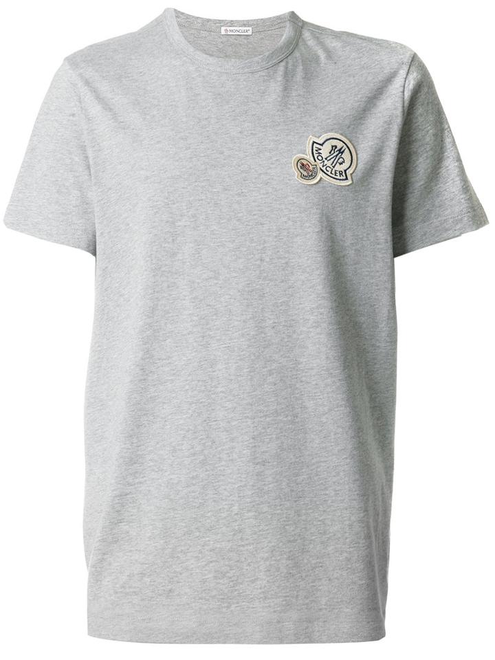 Moncler - Double Logo Plaque T-shirt - Men - Cotton - Xl, Grey, Cotton