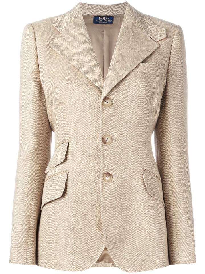 Polo Ralph Lauren Button Up Blazer, Women's, Size: 6, Nude/neutrals, Linen/flax/viscose