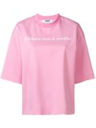 Msgm Oversized Printed Slogan T-shirt - Pink