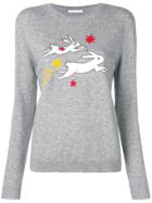 Chinti & Parker Rabbit Embroidered Sweater - Grey
