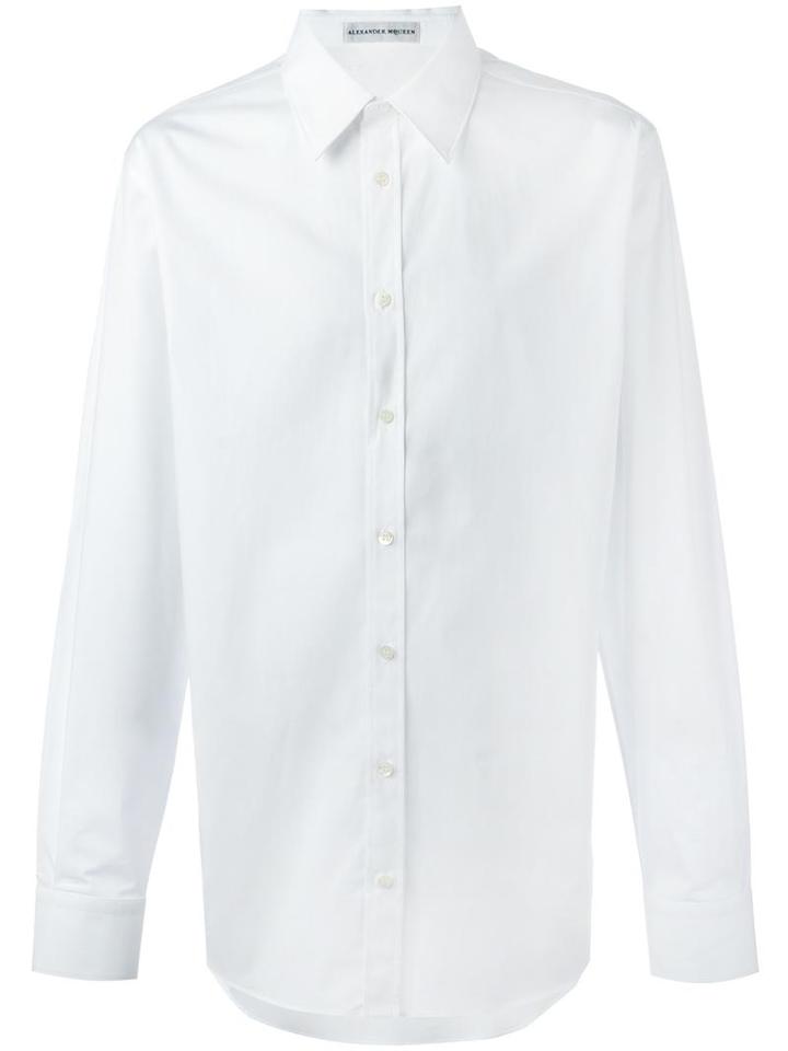 Alexander Mcqueen Pointed Collar Shirt, Men's, Size: 15 1/2, White, Cotton/spandex/elastane