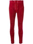 Unravel Project Side Stripe Suede Trousers - Red