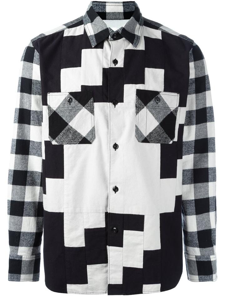 Ganryu Comme Des Garcons Checked Shirt, Men's, Size: 48, Black, Cotton
