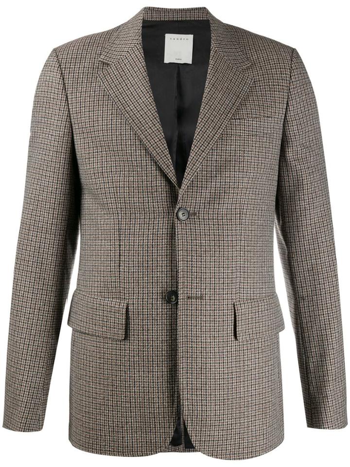 Sandro Paris Houndstooth Pattern Blazer - Neutrals