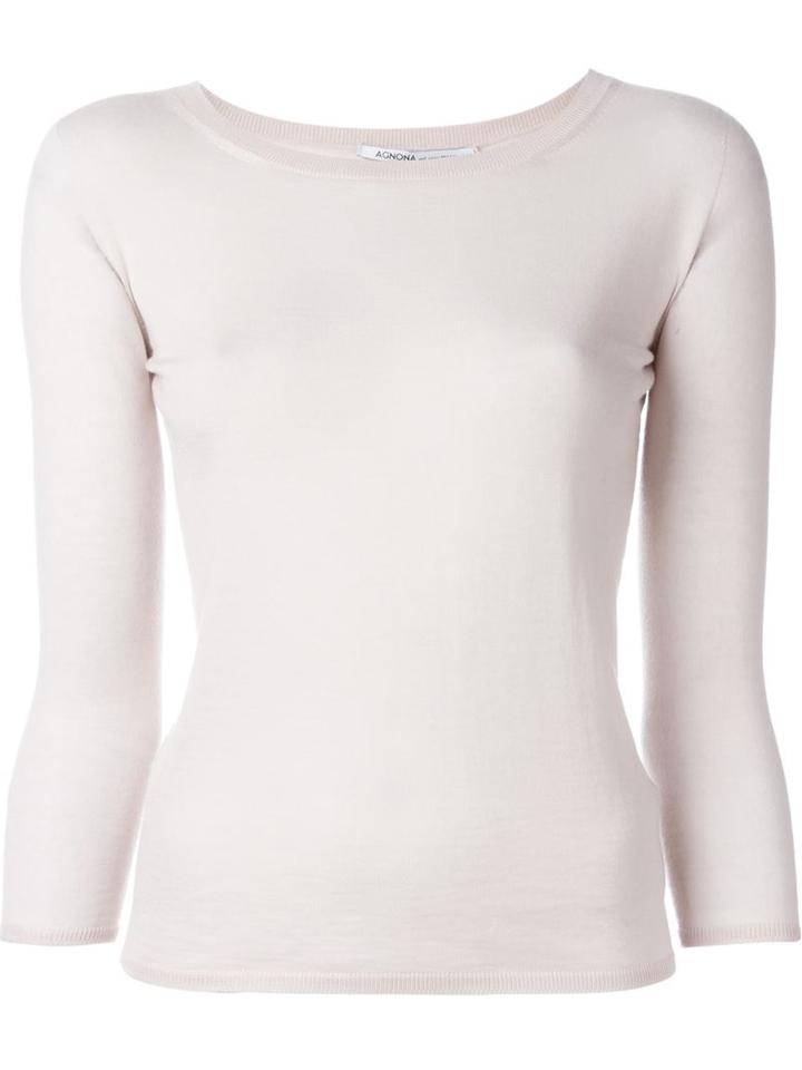 Agnona - Fine Knit Jumper - Women - Cashmere - 44, Pink/purple, Cashmere