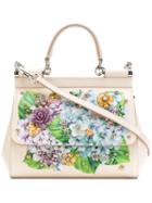Dolce & Gabbana - Small Sicily Hydrangea Print Shoulder Bag - Women - Calf Leather - One Size, Nude/neutrals, Calf Leather