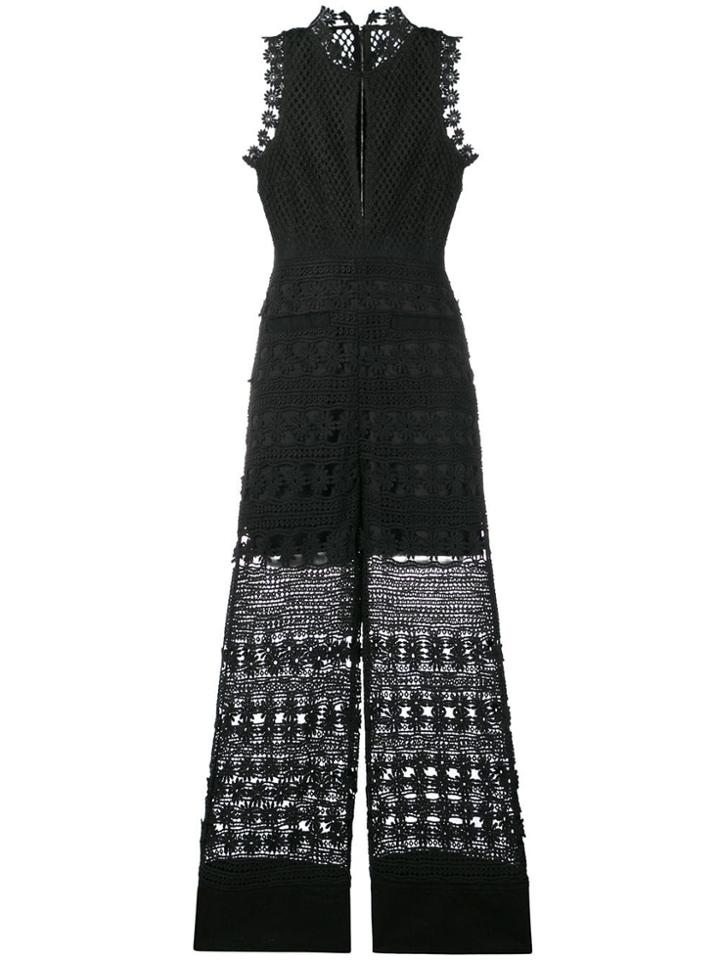 Self-portrait Embroidered Jumpsuit - Black