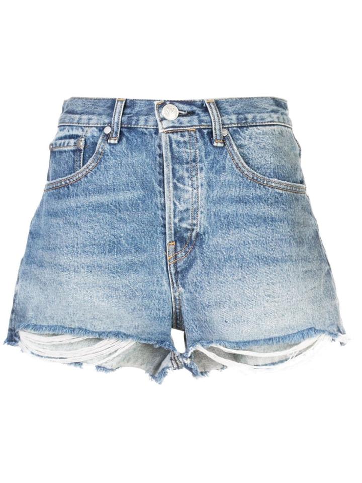 Rag & Bone /jean Frayed Edge Denim Shorts - Blue