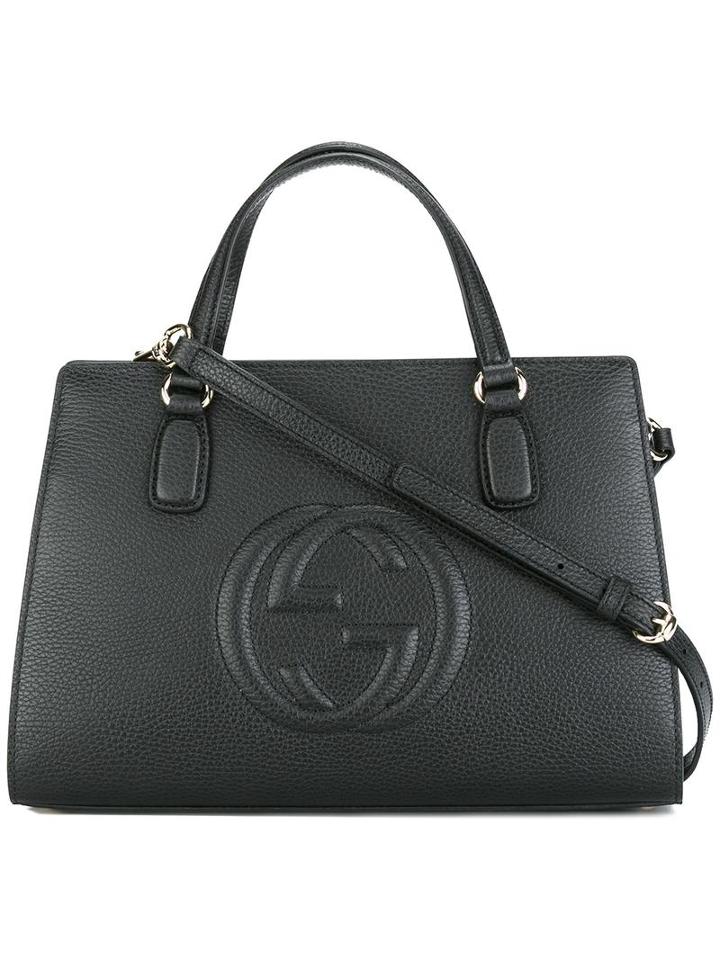 Gucci Embossed Logo Tote, Women's, Black, Leather