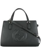 Gucci Embossed Logo Tote, Women's, Black, Leather