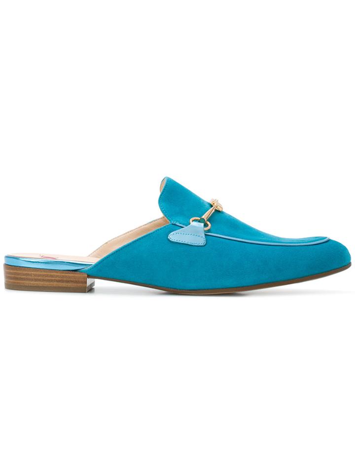 Hogl Gold-tone Detail Mules - Blue