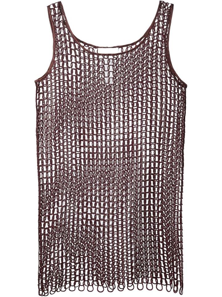 Maison Margiela Embroidered Mesh Dress, Women's, Size: Medium, Red, Viscose/polyester