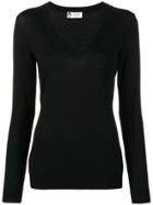 Lanvin V-neck Long Sleeve Sweater - Black