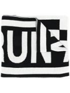 Msgm Two-tone Knit Scarf - Black
