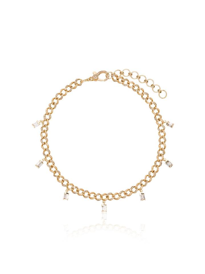 Shay 18k Yellow Gold Baguette Diamond Anklet - Metallic