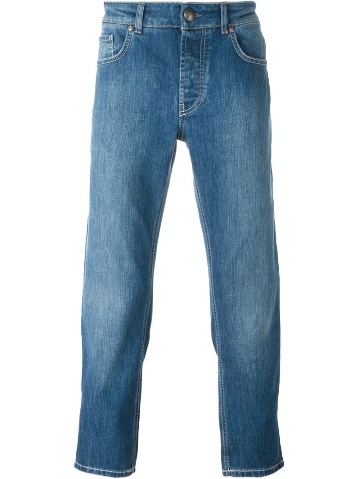 Fay Straight Leg Jeans, Men's, Size: 42, Blue, Cotton/spandex/elastane