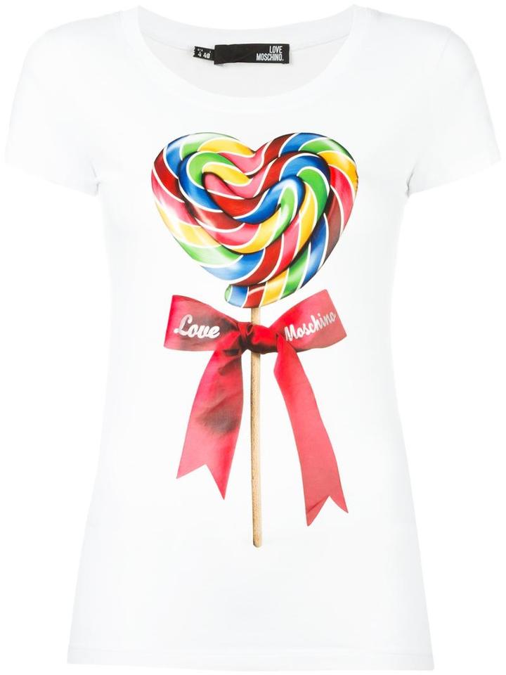 Love Moschino 'lecca Lecca' T-shirt, Women's, Size: 44, White, Cotton/spandex/elastane