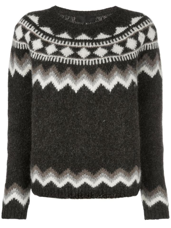 Nili Lotan Geometric Intarsia Jumper - Brown