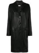 Beau Souci Oversized Leather Coat - Black