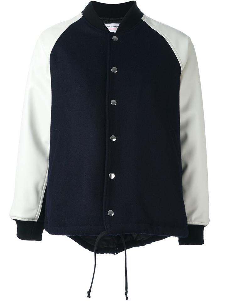 Comme Des Garçons Girl Varsity Style Jacket, Size: Small, Blue, Cotton/nylon/polyester/wool