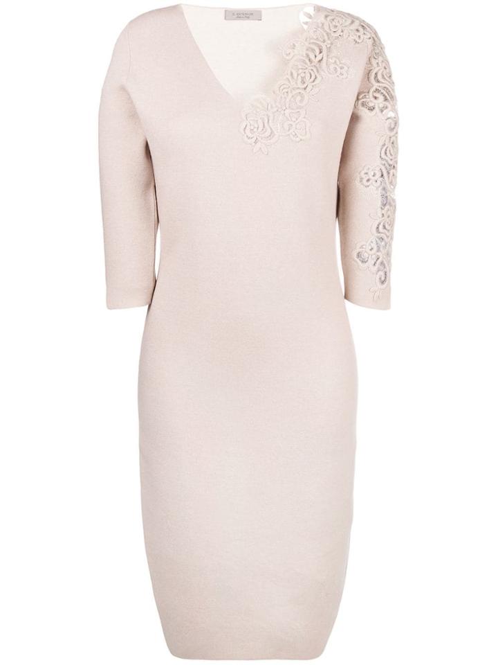 D.exterior Floral Embroidered Dress - Neutrals