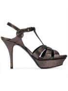 Saint Laurent Platform Glitter Sandals - Metallic