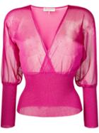 Emilio Pucci Metallic Semi-sheer Wrap Front Top - Pink