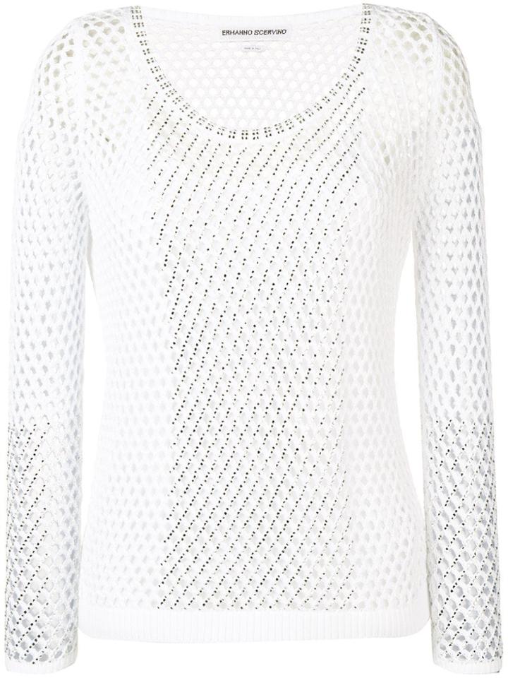 Ermanno Scervino Embellished Mesh T-shirt - White