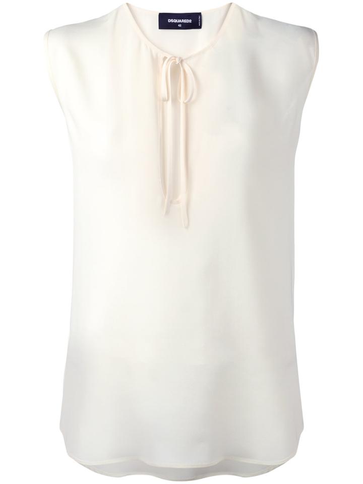 Dsquared2 Sleeveless Tied Neck Top - White