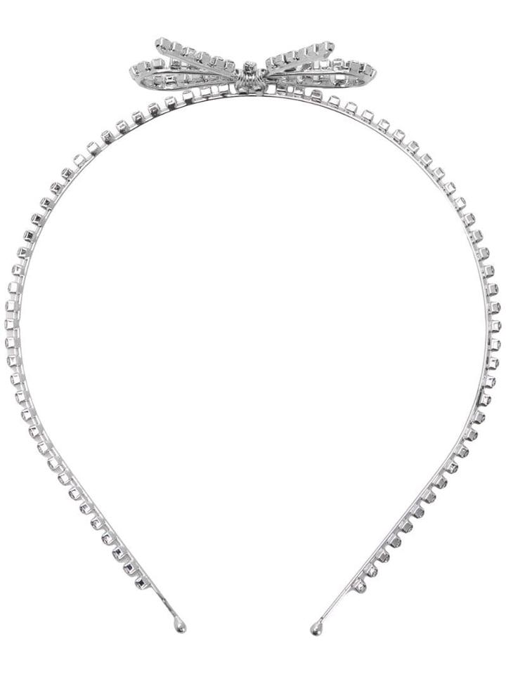 Ca & Lou Louise Bow Crystal Hair Band - Silver