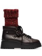 Miu Miu 55 Sock Leather Combat Boots - Brown