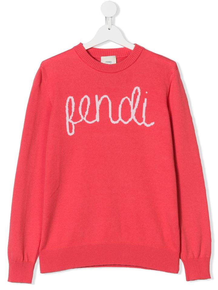 Fendi Kids Teen Logo Sweater - Pink & Purple