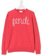 Fendi Kids Teen Logo Sweater - Pink & Purple