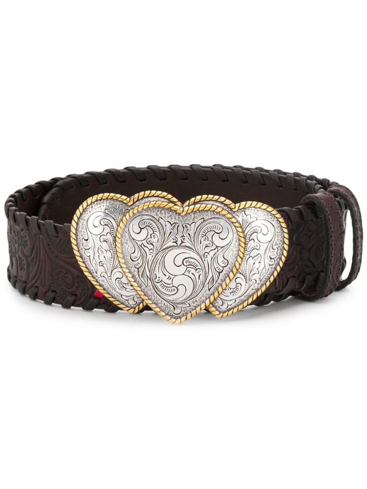 Kate Cate Embossed Woven Belt - Brown