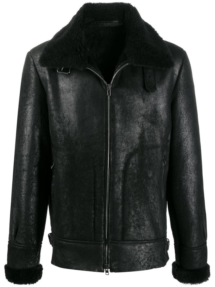 Salvatore Santoro Zipped Shearling Coat - Black