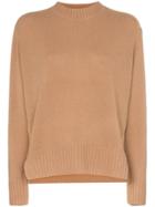 Joseph Mock Neck Contrast-stripe Knitted Cashmere Jumper - Brown