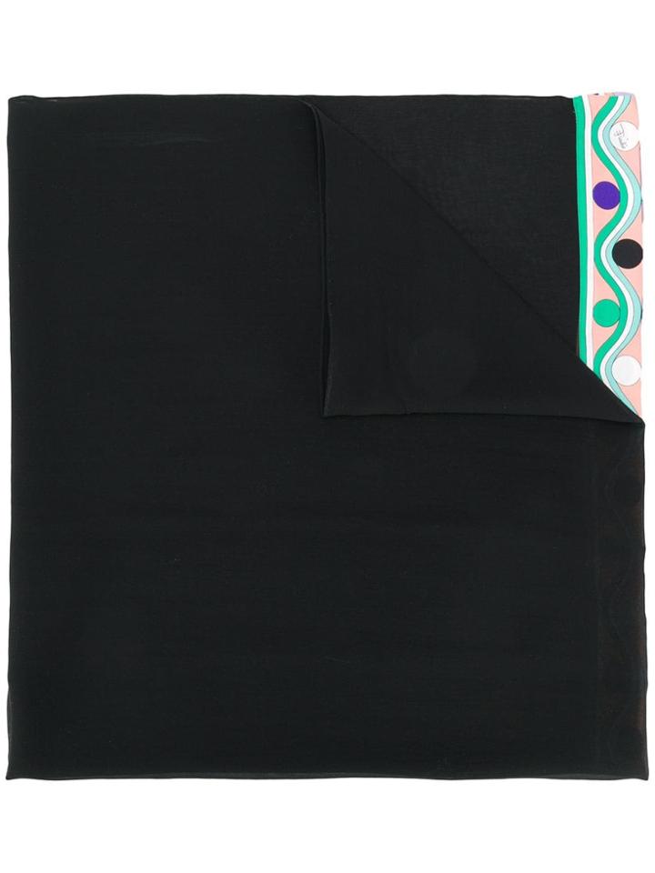 Emilio Pucci Black Badea Print Silk Scarf