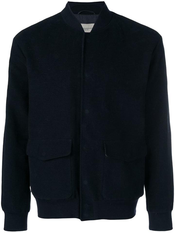 Holland & Holland Buttoned Bomber Jacket - Blue
