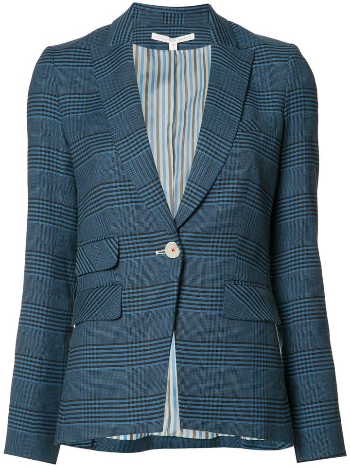 Veronica Beard Crew Cutaway Blazer, Women's, Size: 8, Blue, Linen/flax/cotton/spandex/elastane/goat Suede