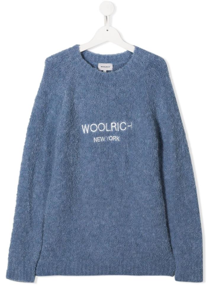Woolrich Kids Knitted Logo Jumper - Blue