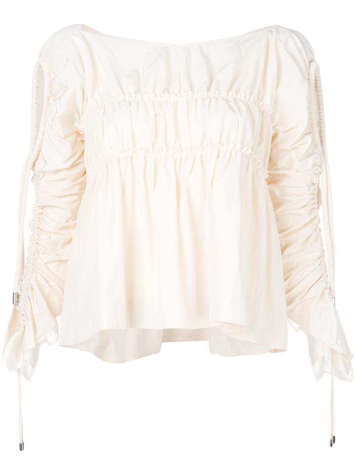 Carven Flared Ruched Blouse - White