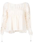 Carven Flared Ruched Blouse - White