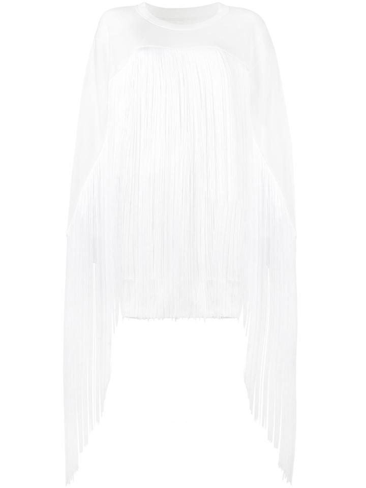 Mm6 Maison Margiela Fringed Front Sweatshirt - White
