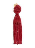 Oscar De La Renta Short Beaded Tassel Earring - Red