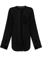 Sara Lanzi Sheer Mandarin Collar Shirt - Black