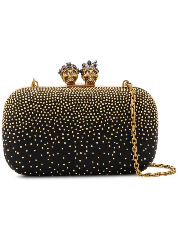 Alexander Mcqueen Queen & King Embellished Clutch - Black