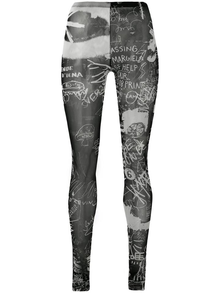 Mm6 Maison Margiela Semi-sheer Mesh Leggings - Black
