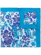 Kiton Floral Print Handkerchief - Blue